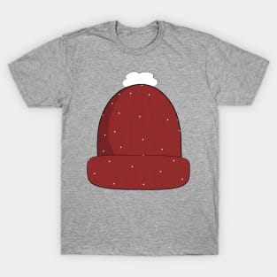 Red Ribbed Knitted Hat T-Shirt